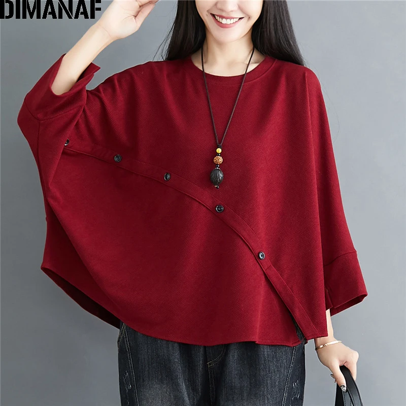 DIMANAF Autumn Oversize Women T-Shirts Lady Tops Tees Female Clothes Basic Button Loose Batwing Sleeve Tunic Shirt Plus Size New
DIMANAF Autumn Oversize Women T-Shirts Lady Tops Tees Female Clothes Basic Button Loose Batwing Sleeve Tunic Shirt Plus Size New
