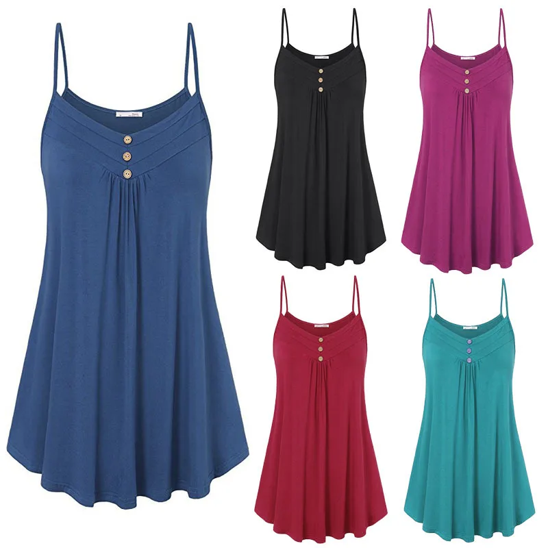 Women Summer Loose Button Sexy V-Neck Solid Camis Socket Fashion Tops Streetwear Casual Temperament Commuting Color
Women Summer Loose Button Sexy V-Neck Solid Camis Socket Fashion Tops Streetwear Casual Temperament Commuting Color