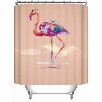 Flamingo on an Orange Background Fabric Shower Curtain,098791,71''L x 71''W 
Flamingo on an Orange Background Fabric Shower Curtain,098791,71''L x 71''W