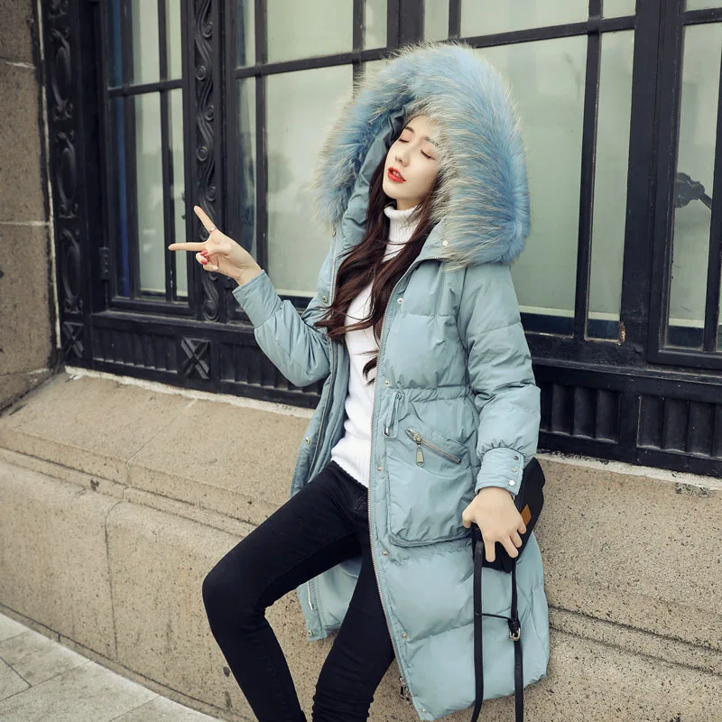 Fashion Lake Blue Down Coat Women Long Jacket 2020 New Winter Hooded Warm Coat Female Overcoat Fur Collar Loose Down Jacket WM74
Fashion Lake Blue Down Coat Women Long Jacket 2020 New Winter Hooded Warm Coat Female Overcoat Fur Collar Loose Down Jacket WM74