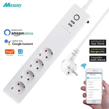 Wifi Smart Power Strip Surge Protector EU Electrical Plug Outlets Extension Sockets with USB Charger 1.5m Cord Google Home Alexa
Wifi Smart Power Strip Surge Protector EU Electrical Plug Outlets Extension Sockets with USB Charger 1.5m Cord Google Home Alexa