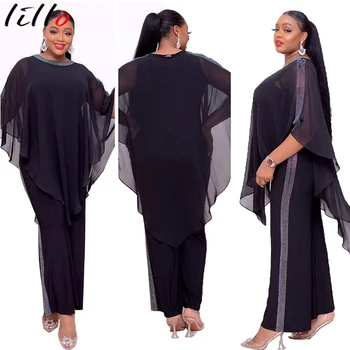 Office Lady Women Two Piece Outfit Flare Sleeve Fashion Chiffon Cloak with Sequined Jumpsuit Commuter Plus Size Two Piece Set
Office Lady Women Two Piece Outfit Flare Sleeve Fashion Chiffon Cloak with Sequined Jumpsuit Commuter Plus Size Two Piece Set