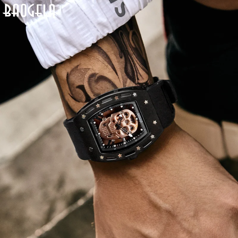 BAOGELA новые мужские часы с черепом военные силиконовые брендовые пиратские полые