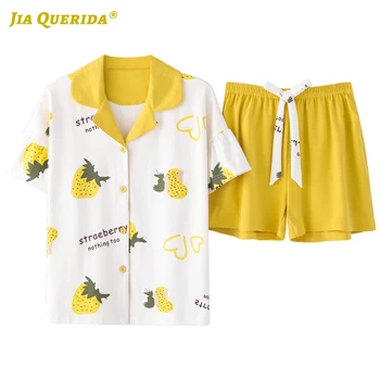 Button Summer Woman Clothes Printing Pajamas Set Homesuit Homeclothes Fashion Style Casual Style Woman Clothes Turn Down Collar
Button Summer Woman Clothes Printing Pajamas Set Homesuit Homeclothes Fashion Style Casual Style Woman Clothes Turn Down Collar