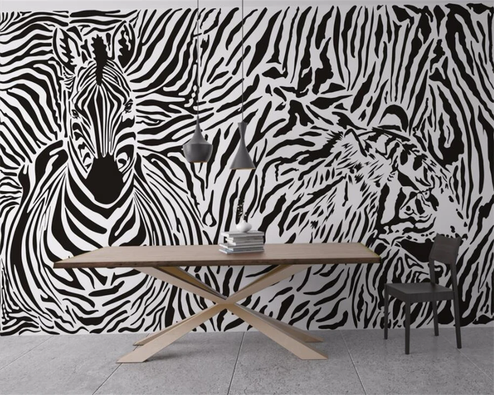 

Custom wallpaper black and white zebra pattern mural tapestry home decoration living room bedroom background wall 3d wallpaper