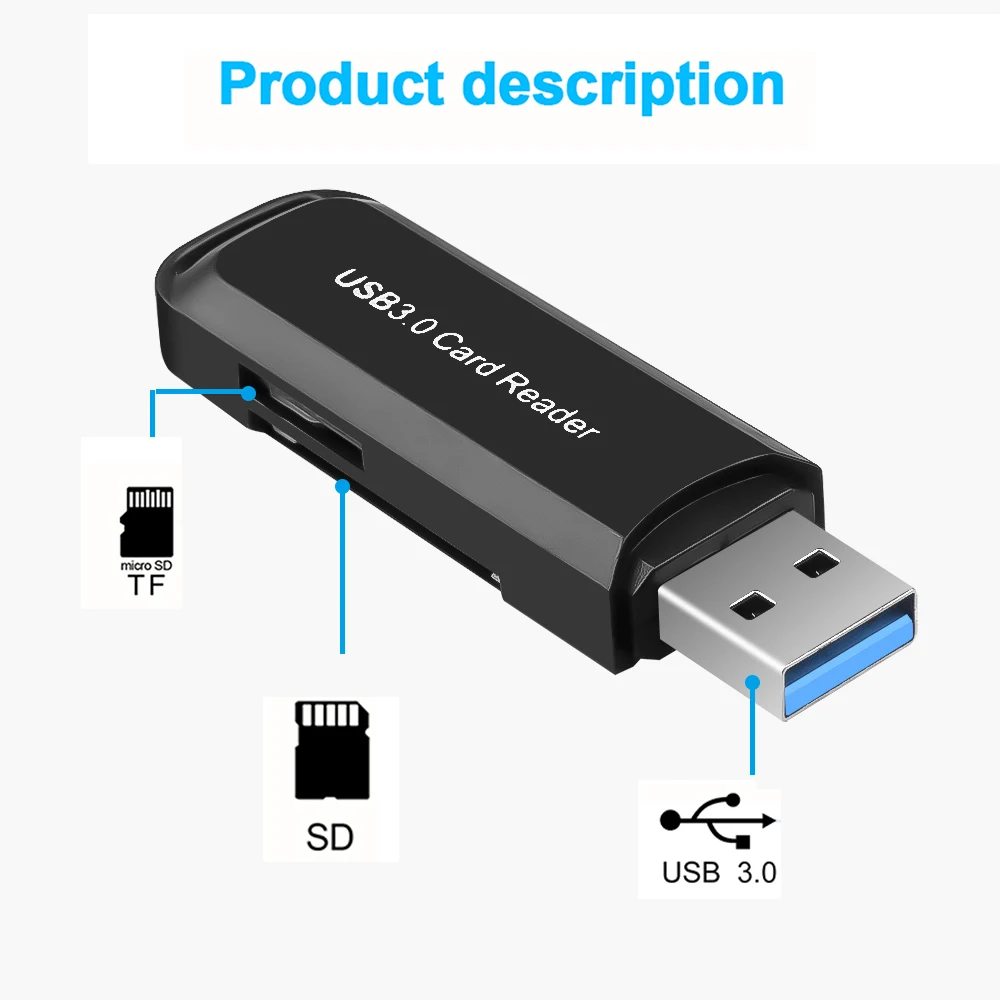 Kebidumei High Quality Smart SD / Micro SD Card Reader USB 3.0 Card Writer Adapter For Computer Laptop
Kebidumei High Quality Smart SD / Micro SD Card Reader USB 3.0 Card Writer Adapter For Computer Laptop
