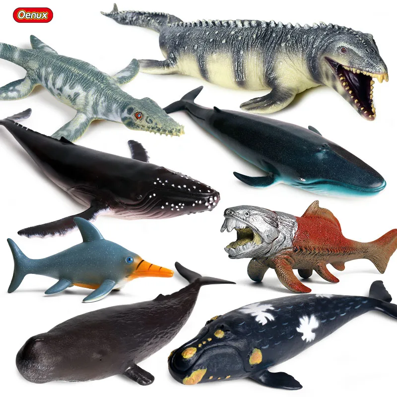 

Oenux Soft Prehistoric Sea Life Animals Dunkleosteus Terrelli Mosasaurus Plesiosaur Ocean Blue Whale Model Action Figure Kid Toy