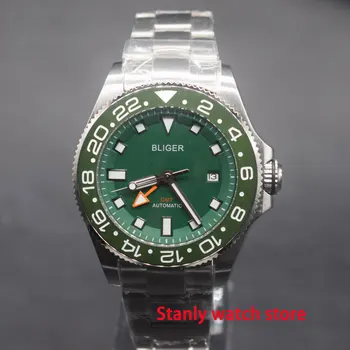 Sapphire glass Bliger 43mm green dial luminous marks ceramic bezel GMT function deployment buckle automatic movement men's watch
Sapphire glass Bliger 43mm green dial luminous marks ceramic bezel GMT function deployment buckle automatic movement men's watch