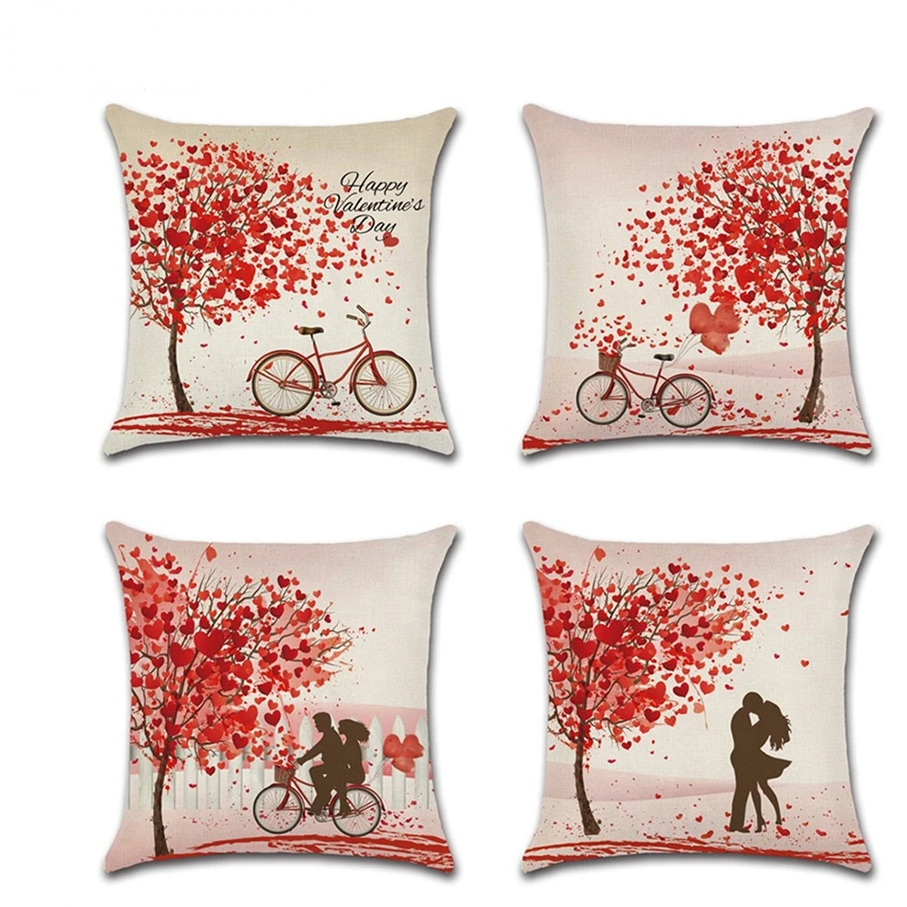 

New Valentine's Day theme pillowcase cushion cover couple romantic maple leaf printing home pillow decorative pillows