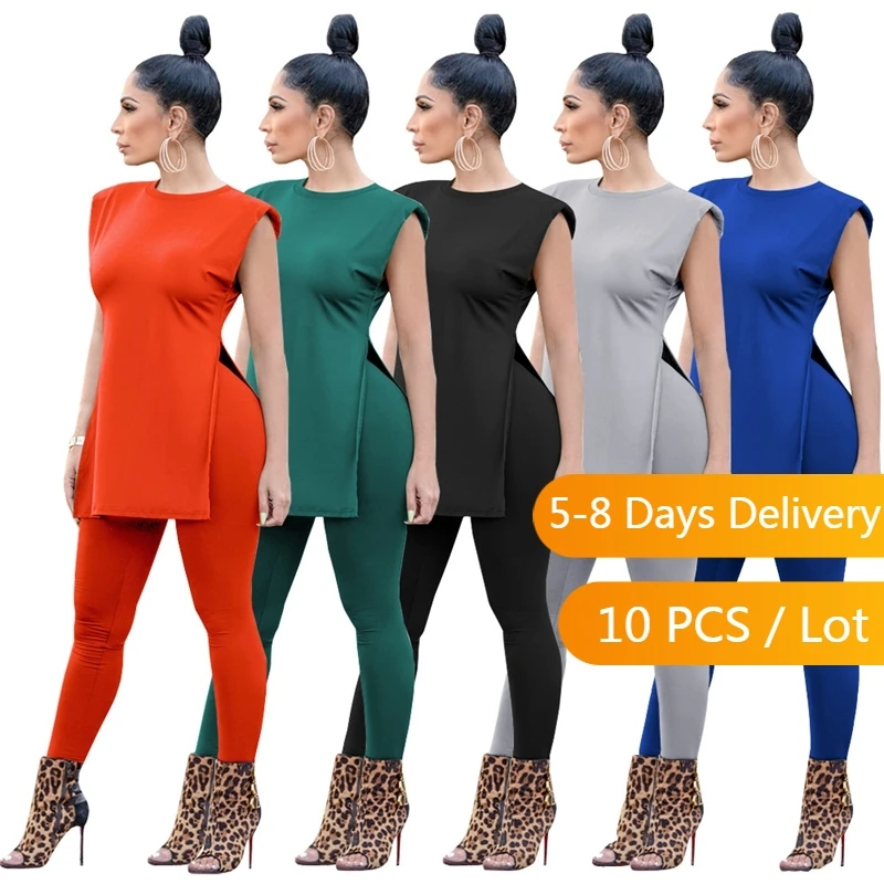 Wholesale Items Bodycon Pants Suits Women Summer Two Piece Sets Womens Outfits Elegant Sleeveless Side Slit Top Skinny Pants Set
Wholesale Items Bodycon Pants Suits Women Summer Two Piece Sets Womens Outfits Elegant Sleeveless Side Slit Top Skinny Pants Set