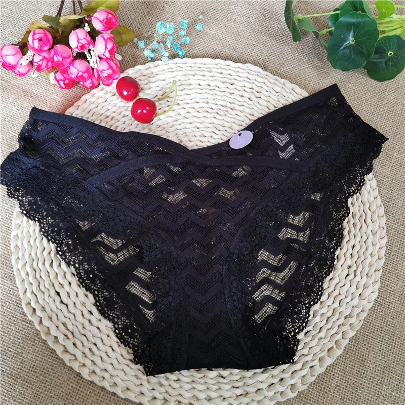 

Black underwear female lace low waist hot coquettish sex appeal transparent ultra-thin cotton crotch sex confused without trace
