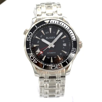 BLIGER Mens SapphireLuminous black-white GMTWave Pattern Date Window Automatic Mechanical Wristwatch steel strap часы мужские
BLIGER Mens SapphireLuminous black-white GMTWave Pattern Date Window Automatic Mechanical Wristwatch steel strap часы мужские