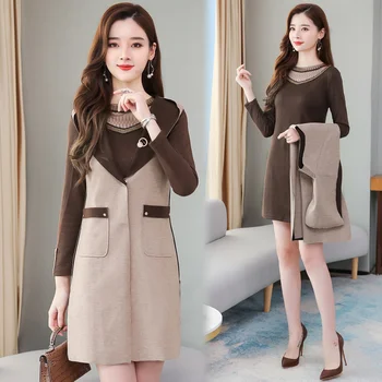 2019 Vintage Solid Two Piece Set Mini Dresses Autumn Winter 5XL Plus Size Long Sleeve Dress Elegant Women Bodycon Party Vestidos 
2019 Vintage Solid Two Piece Set Mini Dresses Autumn Winter 5XL Plus Size Long Sleeve Dress Elegant Women Bodycon Party Vestidos