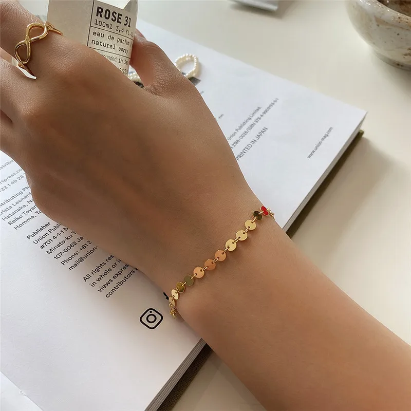 RUIYI Real 925 Sterling Silver Lighting Gold Round Disk Chic Bracelets Women Minimalist Exquisite 18K Gold Niche Cute Bracelets
RUIYI Real 925 Sterling Silver Lighting Gold Round Disk Chic Bracelets Women Minimalist Exquisite 18K Gold Niche Cute Bracelets
