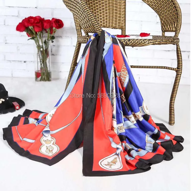 

High Quailty Silk Square Scarf Headband Female Ladies Luxury Brand Scarf Shawls Pashmina Twill Print big Scarves 130*130CM