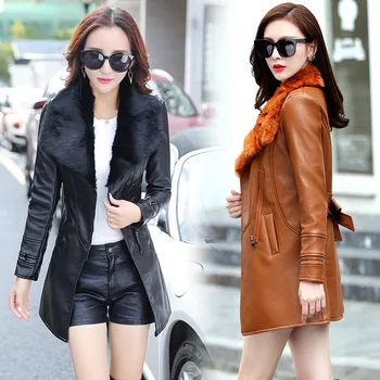 WEPBEL Winter Women Leather Jacket Coat Motorcycle Fur Real rabbit hair Jacket Long Sleeve Faux Leather Coat Plus Size Slim Fit
WEPBEL Winter Women Leather Jacket Coat Motorcycle Fur Real rabbit hair Jacket Long Sleeve Faux Leather Coat Plus Size Slim Fit
