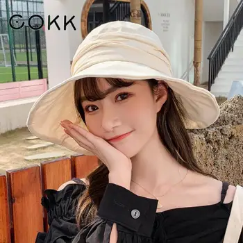 COKK Hat Women Summer Bucket Hat Female Solid Fisherman Cap With Bow Folding Sun Hat Korean Suncreen Casual Sunhat Gorro Chapeu
COKK Hat Women Summer Bucket Hat Female Solid Fisherman Cap With Bow Folding Sun Hat Korean Suncreen Casual Sunhat Gorro Chapeu