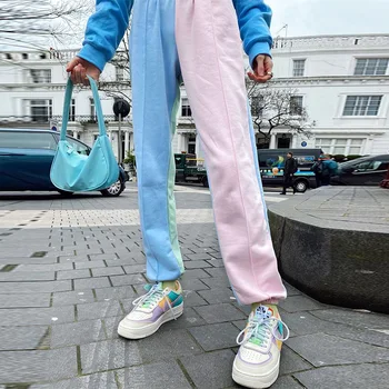 Fashion Stitching High Waist Beam Leg Pants Woman Simple Elastic Waist Loose Ladies Pants Casual Street Pants Women 2020
Fashion Stitching High Waist Beam Leg Pants Woman Simple Elastic Waist Loose Ladies Pants Casual Street Pants Women 2020