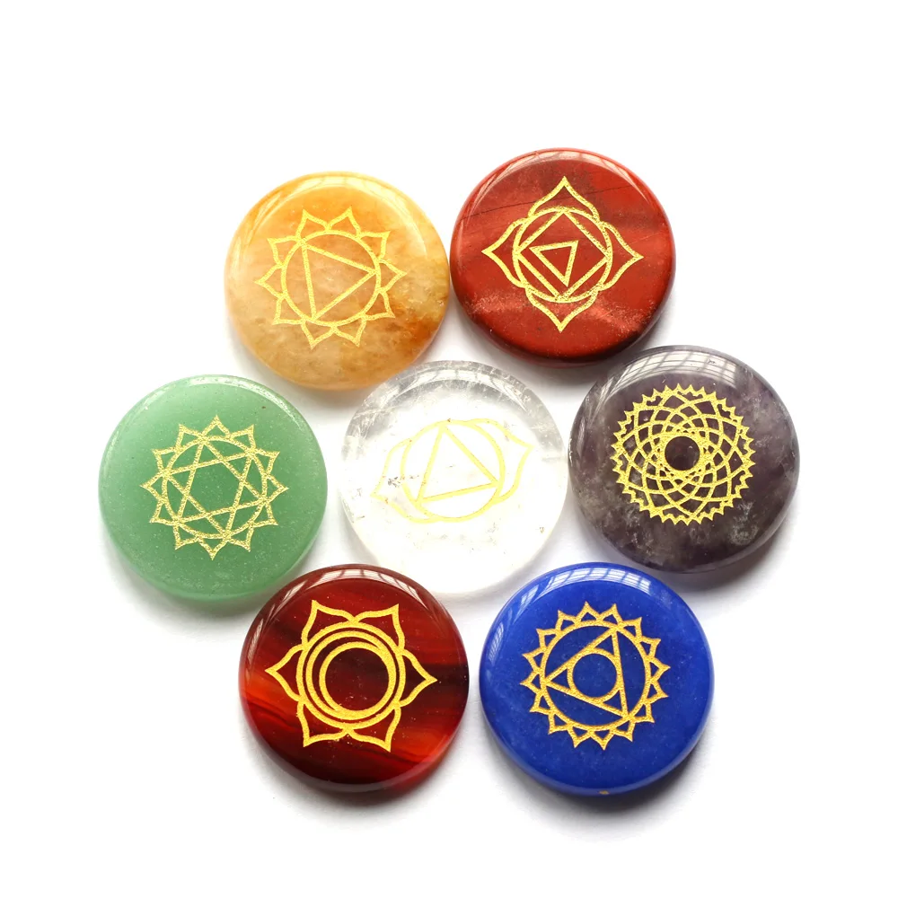 7 PCS Chakra Stones with lapis lazuli 25MM Engraved Symbols Polished Palm Stone Reiki Crystal Healing Natural Stone Divination
7 PCS Chakra Stones with lapis lazuli 25MM Engraved Symbols Polished Palm Stone Reiki Crystal Healing Natural Stone Divination