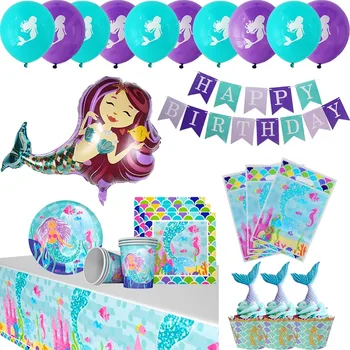 Mermaid Party Decoration Disposable Tableware Set Paper Plate Cup Birthday Party Supplies Mermaid Balloon Baby Shower Home Decor
Mermaid Party Decoration Disposable Tableware Set Paper Plate Cup Birthday Party Supplies Mermaid Balloon Baby Shower Home Decor