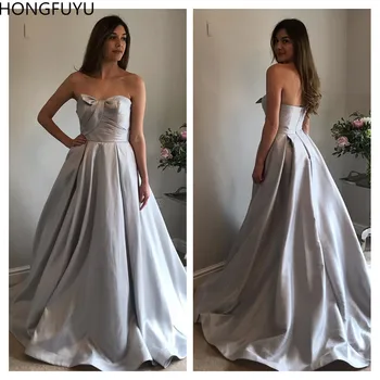 HONGFUYU Elegant Silver Prom Dresses Formal Gowns Sweep Train Sweetheart Satin Women's Party Evening Dress Bowknot Zipper Back
HONGFUYU Elegant Silver Prom Dresses Formal Gowns Sweep Train Sweetheart Satin Women's Party Evening Dress Bowknot Zipper Back