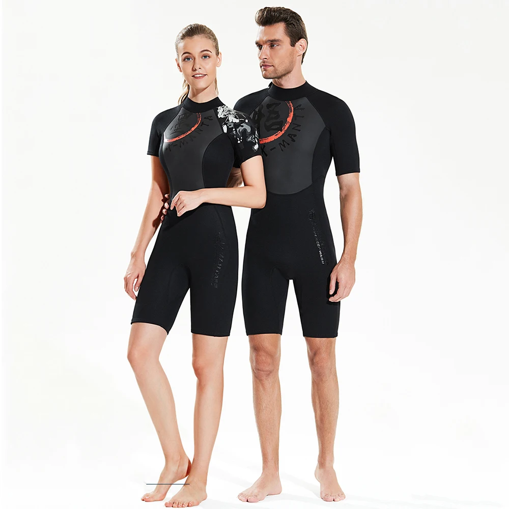 

Quality Chinese Style 3 mm Neoprene Wetsuit Men Women One-piece Short Sleeve Warm Professional Swimming Surfing Diving Swimsuits