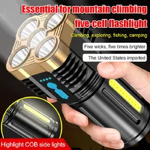 5-core Super Bright Flashlight Rechargeable Outdoor Multi-function P1000 Led Long-range Spotlight Battery Display COB Light
5-core Super Bright Flashlight Rechargeable Outdoor Multi-function P1000 Led Long-range Spotlight Battery Display COB Light