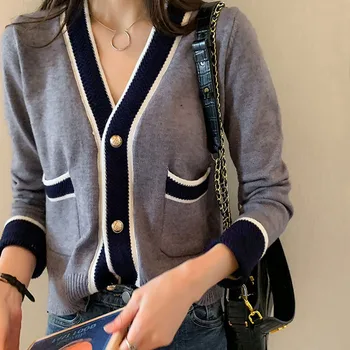 Knitted cardigan women's autumn 2020 new color contrast short coat loose lazy wind outdoor sweater coat
Knitted cardigan women's autumn 2020 new color contrast short coat loose lazy wind outdoor sweater coat