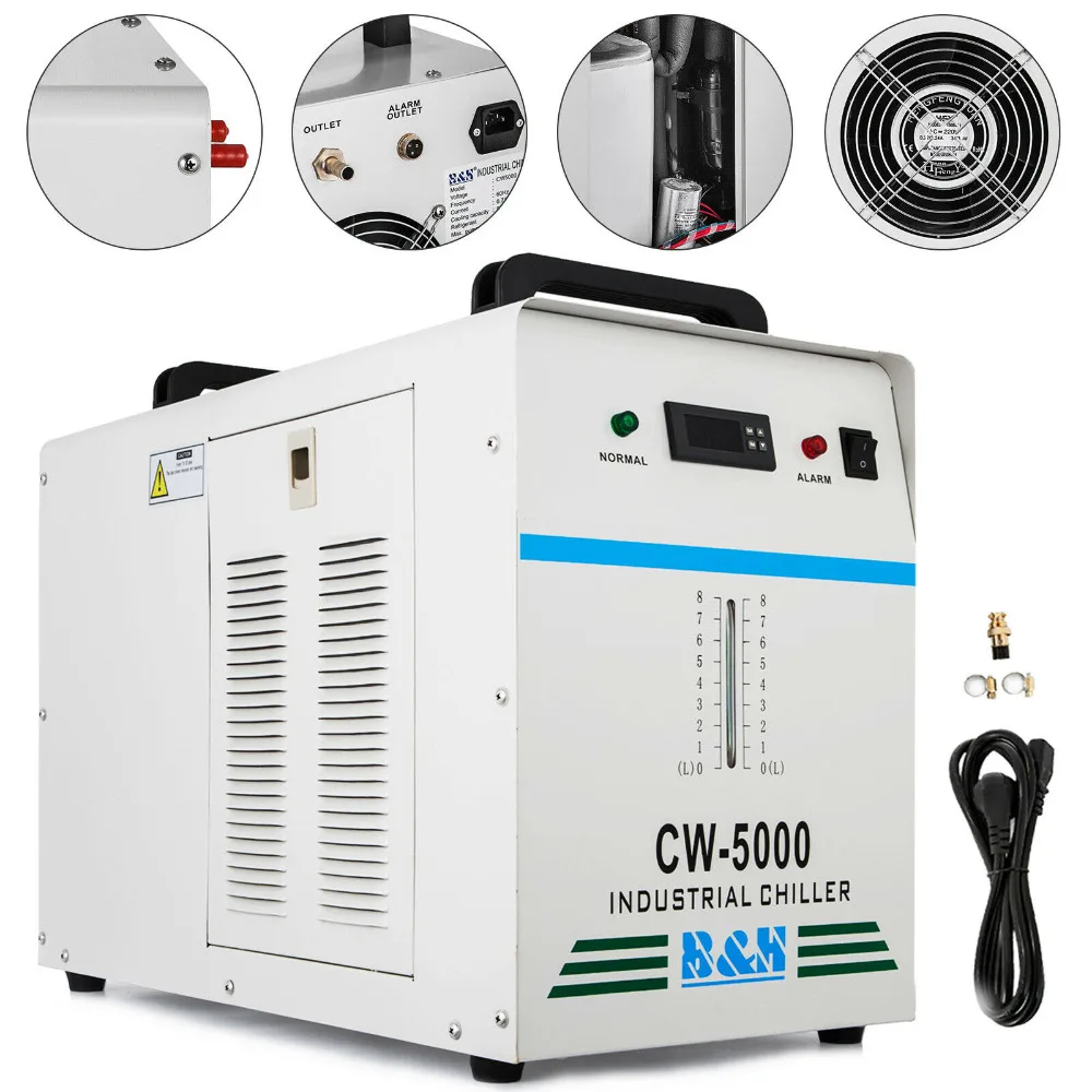 

VEVOR Water Chiller CW-5000 Industrial Thermolysis CNC Laser Engraving Machine Cooler for 80W/100W CO2 Glass Laser Tube Cooling