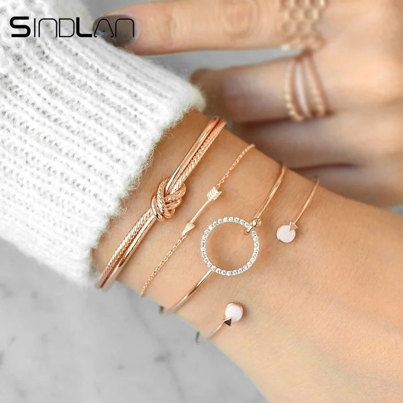 Sindlan 4PCs Multi-layer Arrow Knot Bangles for Women Gold Open Bracelets Set Round Crystal Charm Boho Bracelets Wrist Chain
Sindlan 4PCs Multi-layer Arrow Knot Bangles for Women Gold Open Bracelets Set Round Crystal Charm Boho Bracelets Wrist Chain