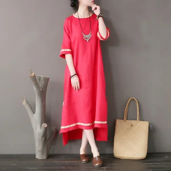 Tear Edge Linen Dress Original 's Stitching Embroidery Loose National Style Women Autumn Cotton Chinese Style Short O-neck Solid
Tear Edge Linen Dress Original 's Stitching Embroidery Loose National Style Women Autumn Cotton Chinese Style Short O-neck Solid