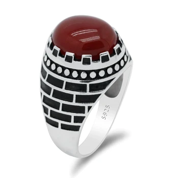 Real Pure Mens Rings Silver s925 Men's Turkey Rings With Natural Red Agate Stone Turkish Jewelry Wife Husband Anniversary Gift
Real Pure Mens Rings Silver s925 Men's Turkey Rings With Natural Red Agate Stone Turkish Jewelry Wife Husband Anniversary Gift