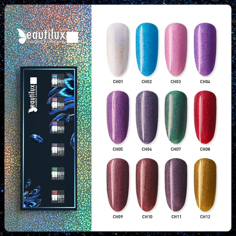 Beautilux Голографический гель лак для ногтей Набор УФ светодиодов Nail Art Гели лаков