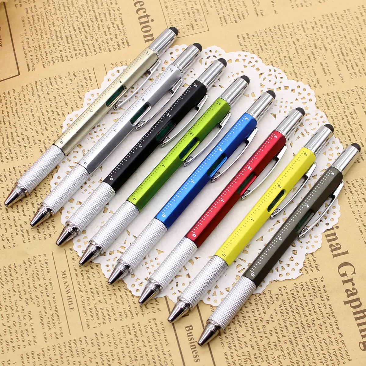 Multi function ballpoint pen. Screwdriver, tool, caliper, level, scale, ballpoint pen, capacitance, advertisement, touch control
Multi function ballpoint pen. Screwdriver, tool, caliper, level, scale, ballpoint pen, capacitance, advertisement, touch control