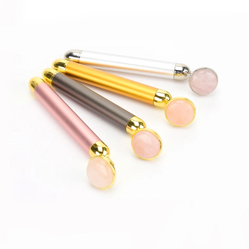 

Gold Beauty Bar Vibration Facial Roller Electric Massager with Jade Head Anti-wrinkle Skin Tightening Rose Quartz Face Massage