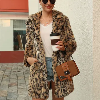 F0244 European and American Autumn and Winter Faux Fur Women's Suit Collar Leopard Print Overcoat Long Sleeve Furry Coat 
F0244 European and American Autumn and Winter Faux Fur Women's Suit Collar Leopard Print Overcoat Long Sleeve Furry Coat
