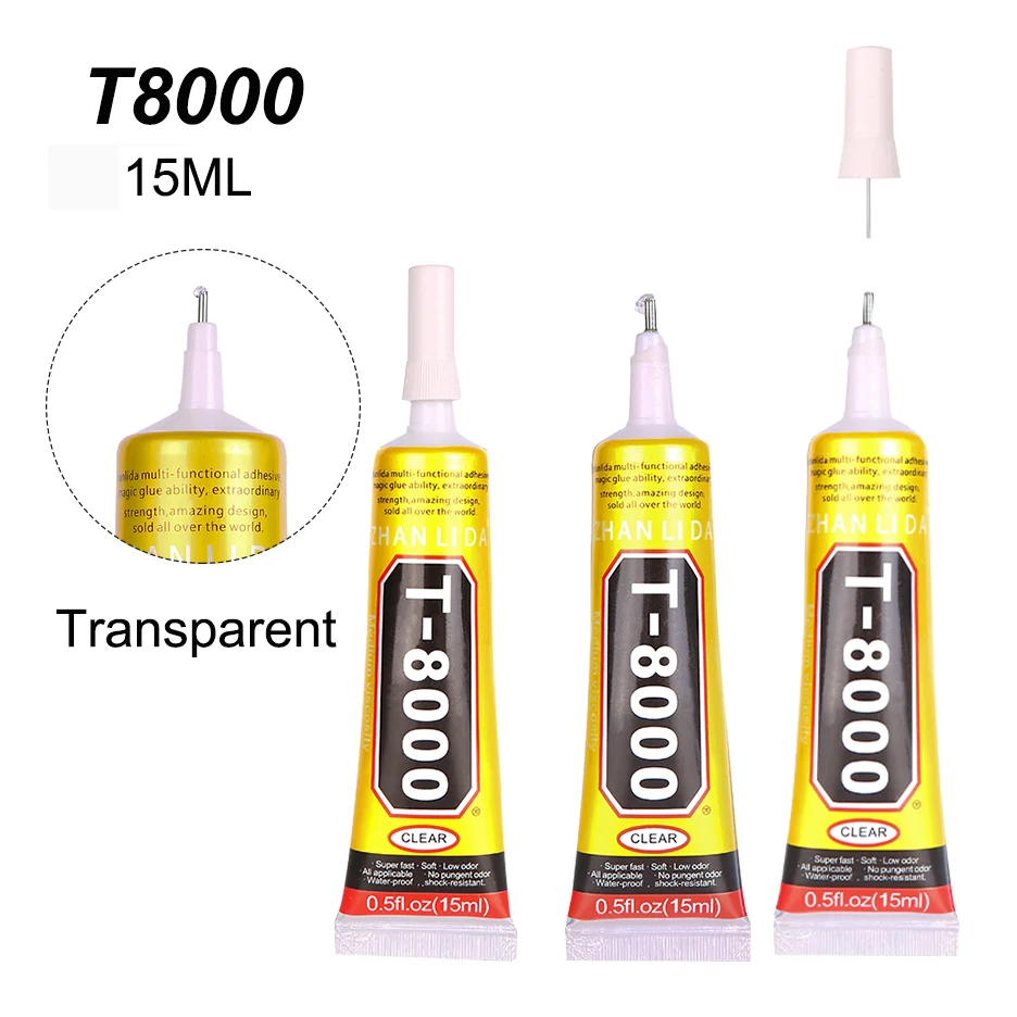 4Pcs 15ML Super Touch Screen T8000 Textile Cloth Liquid Glue Metal Fabric Glass T-8000 Epoxy Resin Adhesive Wood Transparent LCD
4Pcs 15ML Super Touch Screen T8000 Textile Cloth Liquid Glue Metal Fabric Glass T-8000 Epoxy Resin Adhesive Wood Transparent LCD