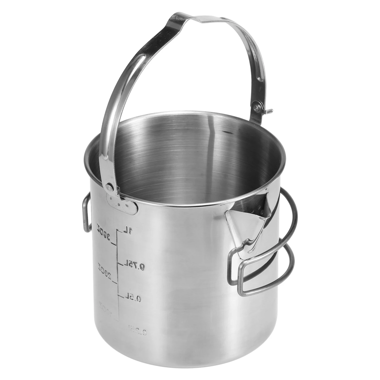 Generic 1L Stainless Steel Cooking Kettle Portable Outdoor Backpacking