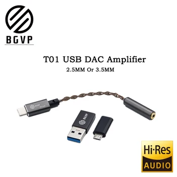 

BGVP T01 DAC HIFI Audio Amplifier Type - c Micro USB with Adapter Compatible with Cellphone PC Windows OS for phone with earbuds
