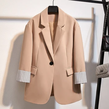 Height Quality Women Solid Long Blazer Jacket Cuff Striped Loose Coat Office Lady Work Style Small Suit Single Button Blazer
Height Quality Women Solid Long Blazer Jacket Cuff Striped Loose Coat Office Lady Work Style Small Suit Single Button Blazer