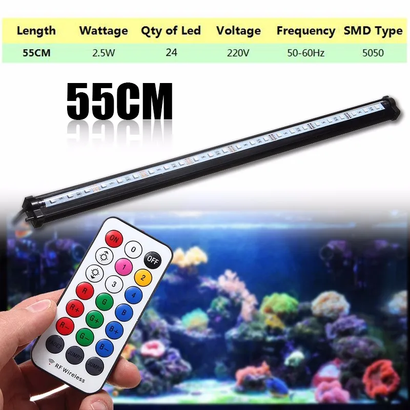 55CM RGB SMD5050 Rigid LED Strip Light Air Bubble Aquarium Fish Tank Lamp + Remote Control AC 220V
55CM RGB SMD5050 Rigid LED Strip Light Air Bubble Aquarium Fish Tank Lamp + Remote Control AC 220V