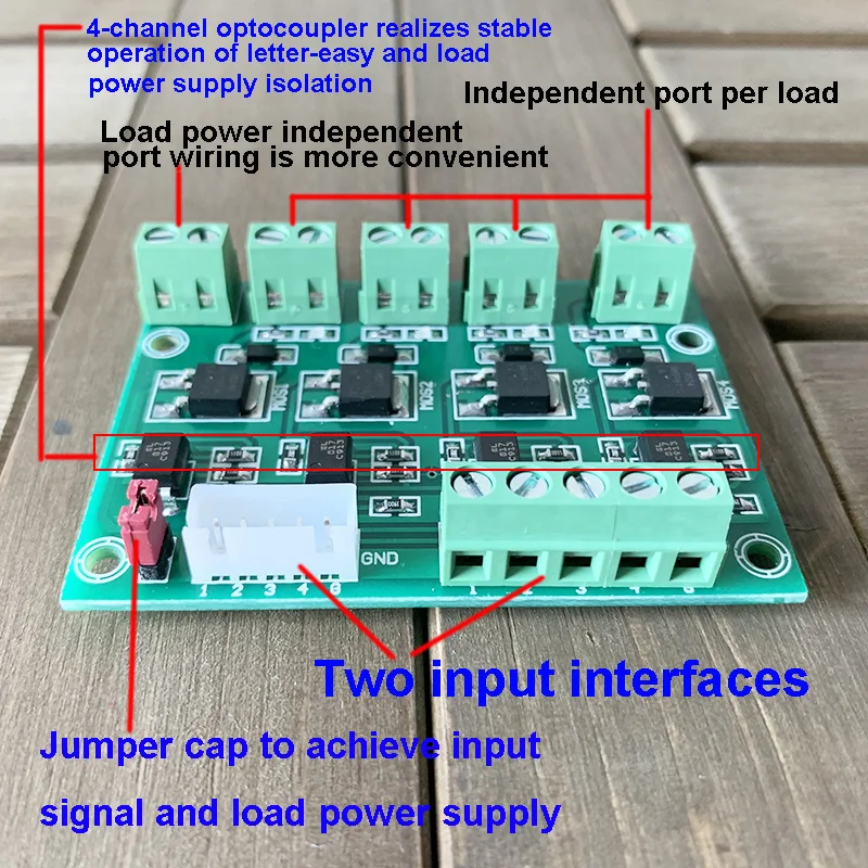 4 Channel 2 Inputs Optocoupler Isolation Relay Module FET Field-Effect Tube Module NMOS LRO24N DC 3.3-24V 10A Solenoid Driver
4 Channel 2 Inputs Optocoupler Isolation Relay Module FET Field-Effect Tube Module NMOS LRO24N DC 3.3-24V 10A Solenoid Driver