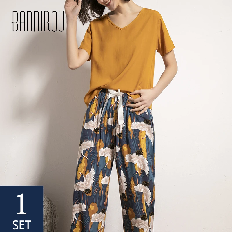 BANNIROU Printed Pajamas For women Sets Spring printing Pyjamas Set Viscose Floral Female Night Suits Pyjamas Sets 2 Piece 2020
BANNIROU Printed Pajamas For women Sets Spring printing Pyjamas Set Viscose Floral Female Night Suits Pyjamas Sets 2 Piece 2020