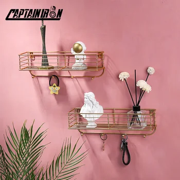 CAPTAINIRON Decorative Wall Shelf Iron Wall Hanging Shelves With Hooks for Key Hoder Bathroom Accessories Metal Nodic Home Decor 
CAPTAINIRON Decorative Wall Shelf Iron Wall Hanging Shelves With Hooks for Key Hoder Bathroom Accessories Metal Nodic Home Decor
