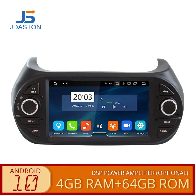 JDASTON Восьмиядерный Android 10 Автомобильный DVD плеер для Fiat Fiorino Citroen Nemo pegeo Bipper
