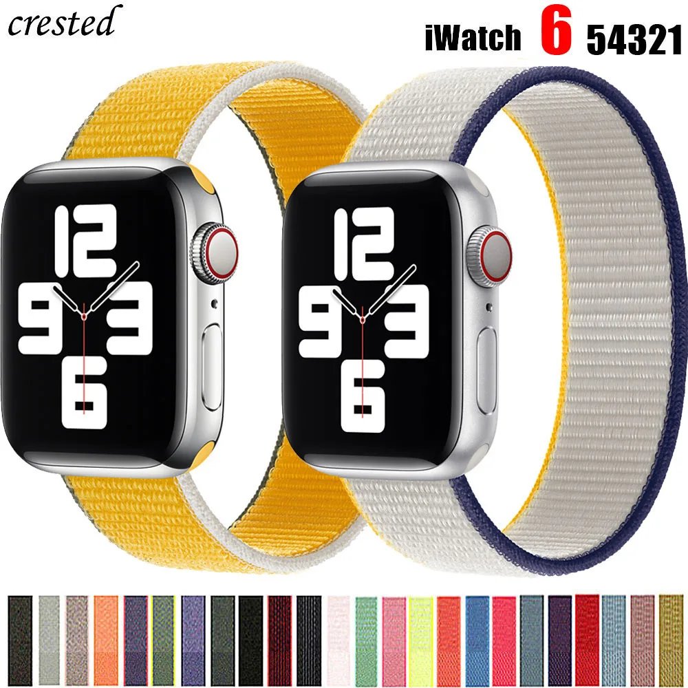 Ремешок нейлоновый для apple watch band 44 мм 40 42 38 | Наручные часы