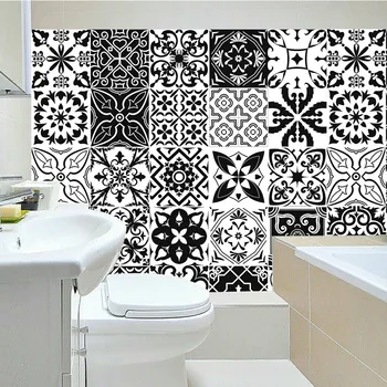 

10/15/20/30cm Black & White Retro Strip Tiles Wall Sticker Bathroom Kitchen Stairs Tables Decoration Wallpaper Vinly Art Mural