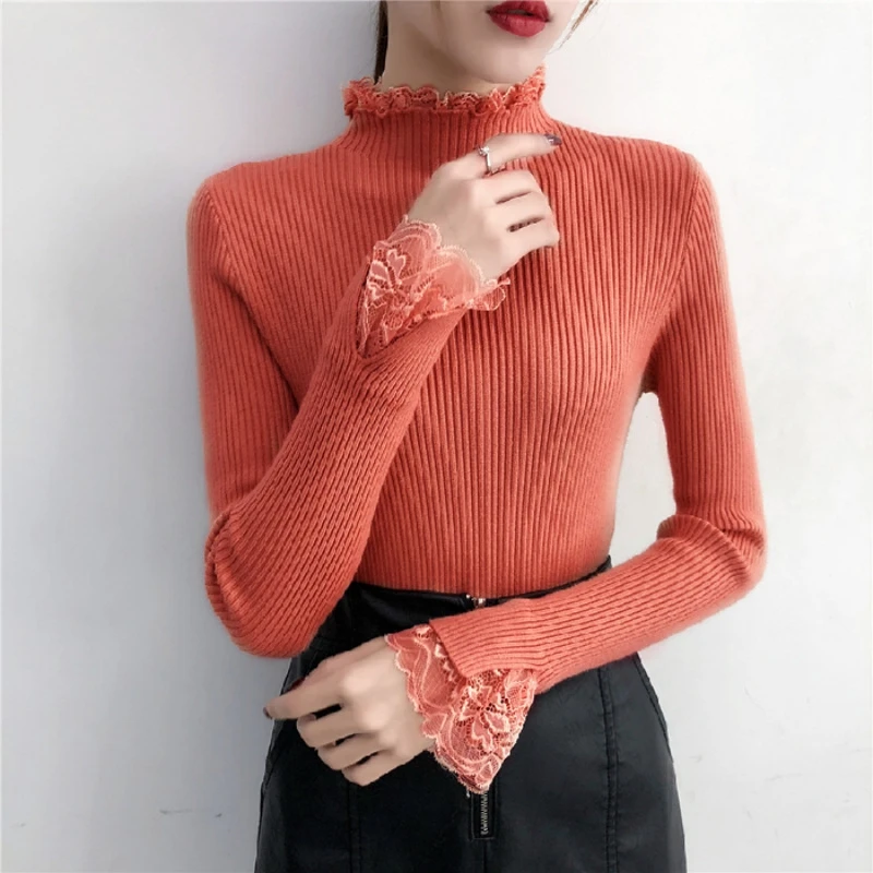 2020 new Korean version of self-cultivation autumn and winter bottoming sweater semi-high collar long sleeve lace stitching
2020 new Korean version of self-cultivation autumn and winter bottoming sweater semi-high collar long sleeve lace stitching