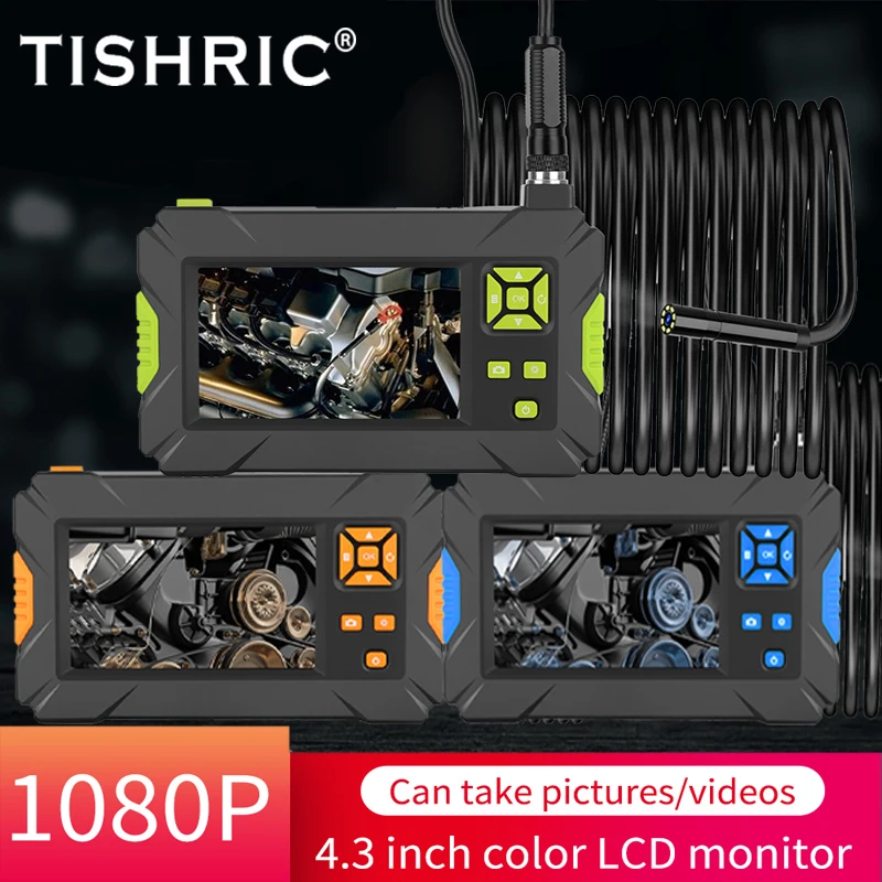 TISHRIC эндоскоп Камера HD 1080p 5 мм/8 мм 4 3 дюймов Экран дисплея Usb для автомобилей трубы