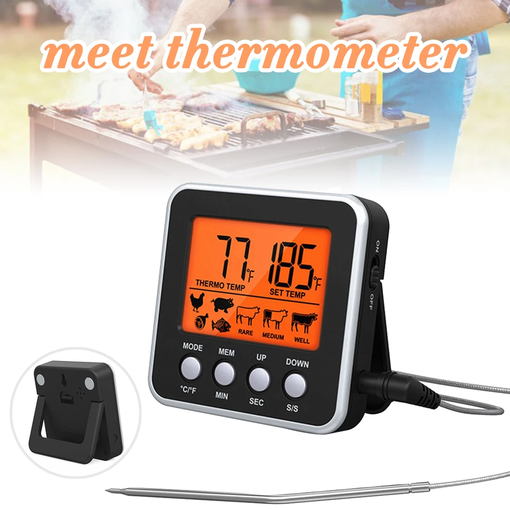 Digital BBQ Meat Thermometer Grill Oven Thermomet With Timer & Stainless Steel Probe Cooking Kitchen Thermometer
Digital BBQ Meat Thermometer Grill Oven Thermomet With Timer & Stainless Steel Probe Cooking Kitchen Thermometer